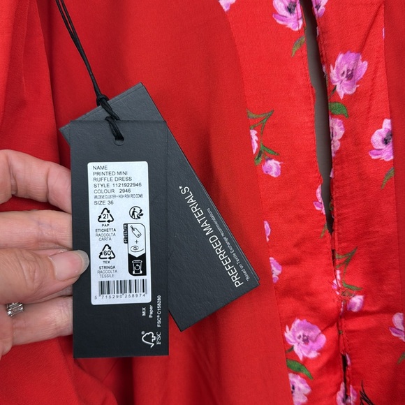 NEW ROTATE Floral Printed Mini Ruffle Dress 6 - Picture 15 of 16